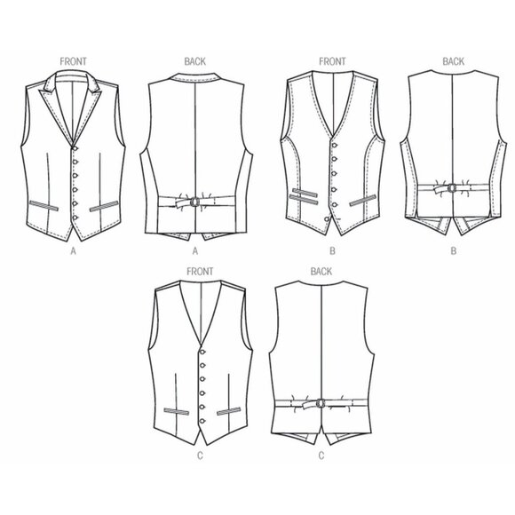 Vogue V8987 Mens 40 to 46 Button Front Vest Uncut Sewing Pattern - Picture 4 of 7